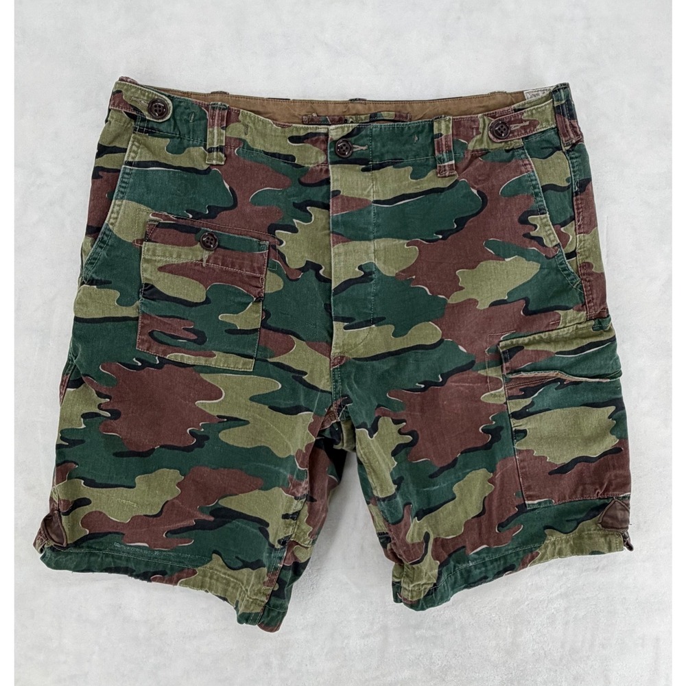 Vintage Polo Ralph Lauren Combat Cargo Shorts 36 Woodland Camo Surplus Utility
